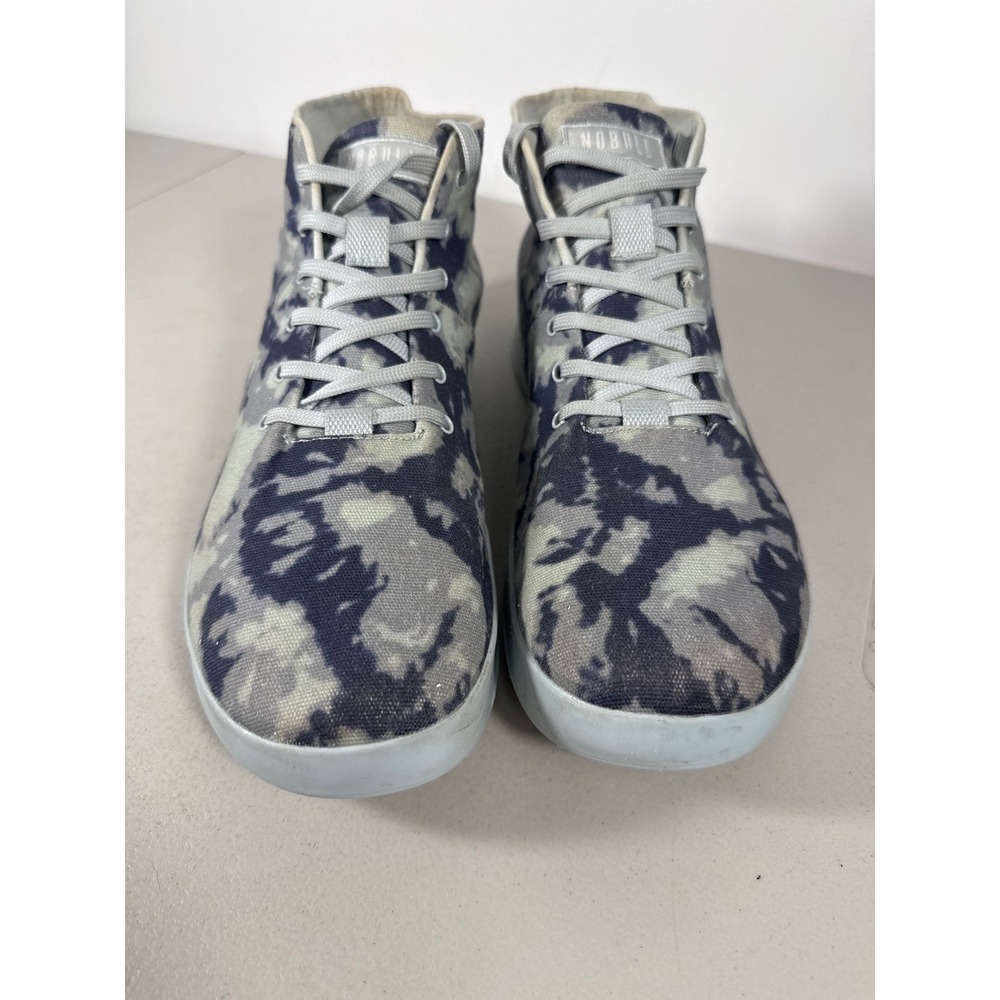 Nobull Men 14 Canvas Mid Trainer Blue White Tie Dye High Top Sneakers Sz 14